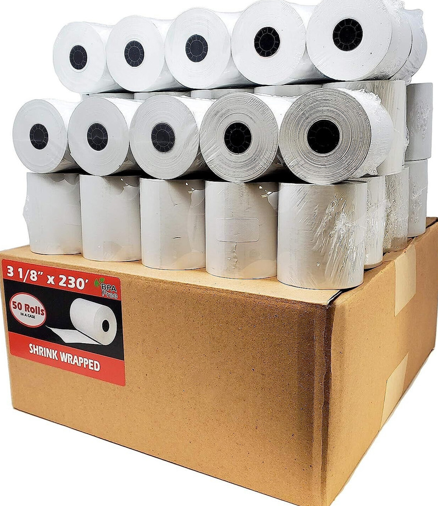 3-1/8″ X 230′ THERMAL POS RECEIPT PRINTER ROLL PAPER BPA FREE- 50 ROLLS – 50 GSM