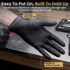 50Pk 6 Mil Black Nitrile Gloves Heavy Duty Disposable Mechanic Food Prep XSmall