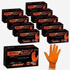 Heavy Duty Orange Industrial Nitrile Gloves with Raised Diamond Texture, 8-mil