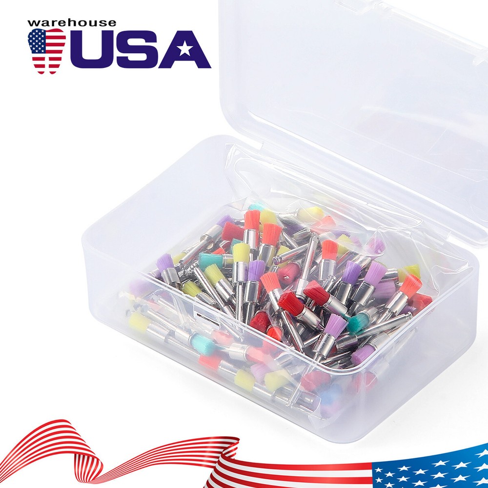 100Pcs/Box Dental Nylon Materials Closure Flat Polishing Prophylaxis Brushes