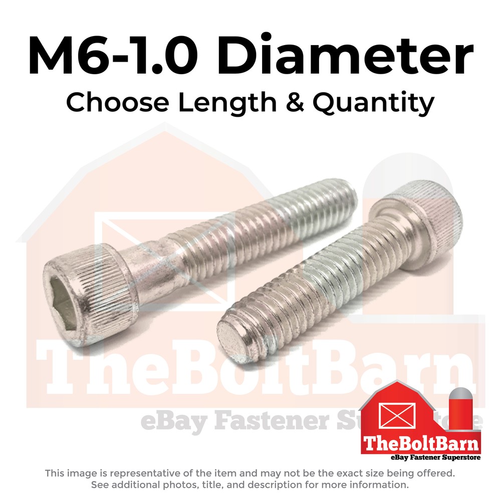 M6-1.0 Metric Stainless Coarse Socket Head Cap Screws (Choose Length & Qty)