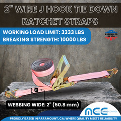 USA Heavy Duty 2″ x 40′ 50′ 60′ Ratchet Strap J Hook Flatbed Truck Farm Tie Down