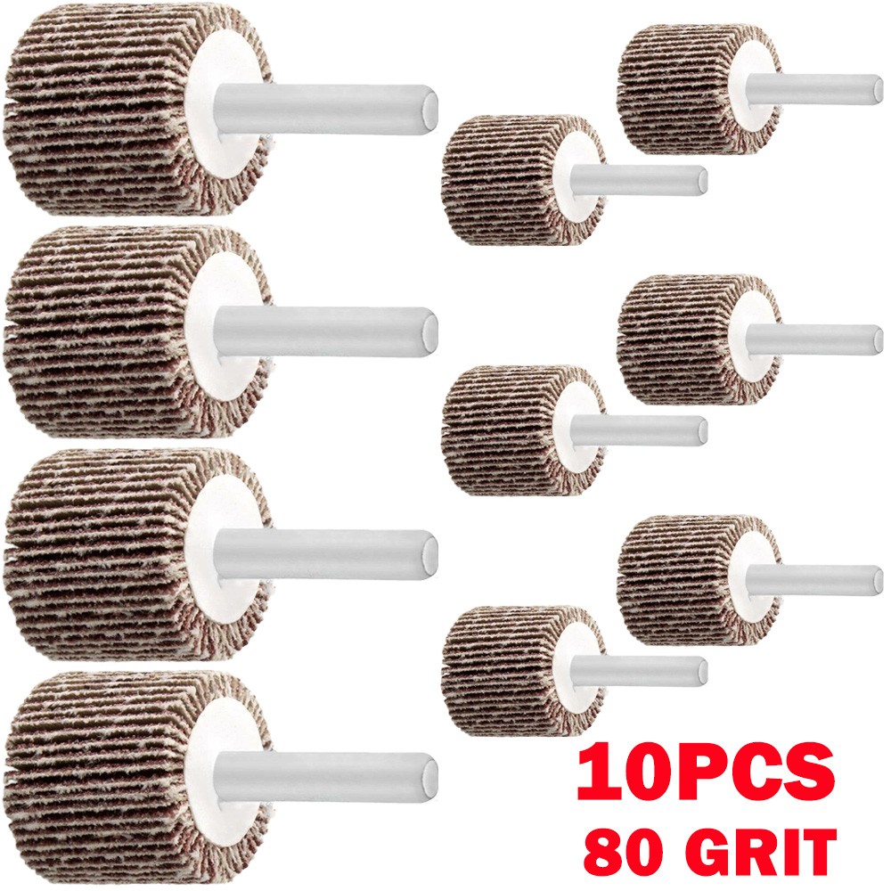 10Pcs 80 Grit Drill Flap Wheel Sander 1x1x1/4″ Flapper Sanding Grinding US