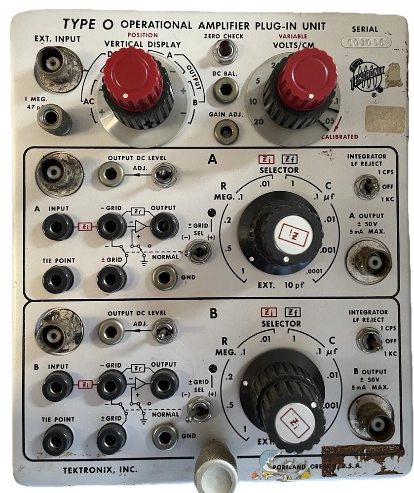 1967 Tektronix Type O Plug-In Operational Amplifier 8 Tubes! For Tektronix 547