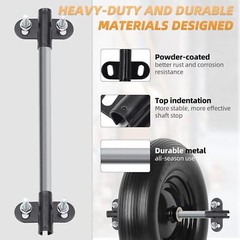 (1 Set) Heavy-Duty Wheelbarrow Axle 10 x 0.63” Axle+Brackets, Black,Silver