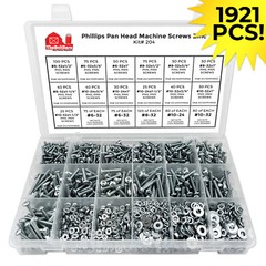 Phillips Pan Head Machine Screws Bolts Nuts Washers Kit Assortment 1921 PCS!