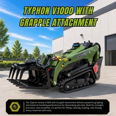 TYPHON STOMP V1000 1.5Ton Skid Steer Loader Kubota D1105 w Grapple and Bucket