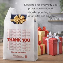 YoYoRain 1000 Pack White Thank You T-Shirt Bags with Handles, Large,