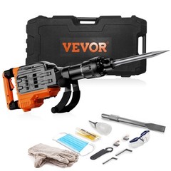 VEVOR Demolition Jack Hammer Concrete Breaker 3500W Electric 2 Chisel Bits Black