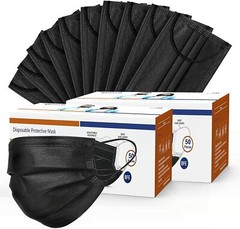 50/100 PCS 4 Layers Black Face Mask Mouth & Nose Protector Disposable Masks