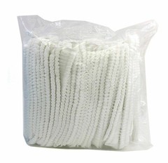 200 (2 X 100) Disposable Hair Net Non-Woven Head White Bouffant with Cap Clip