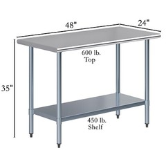 Jefferson 24 in. x 48 in. Stainless Steel Table With Shelf. NSF