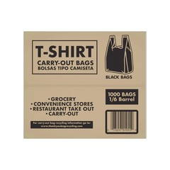 Black T-Shirt Carryout Bags, 11.5″ x 6.5″ x 22″ (1,000 ct.)