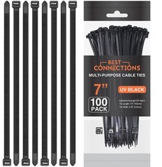 1000 Pieces 7″ Black Nylon Cable Zip Wire Ties Up to 50 Lbs (10 Packs of 100)