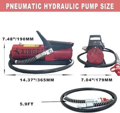 Air Hydraulic Foot Pump: 10,000 PSI, 0.45 Gal, 3/8″NPT Out, 1/4″In Lubricator