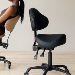 DR.LOMILOMI Ergonomic Saddle Rolling Stool Chair with Backrest 510 KOA