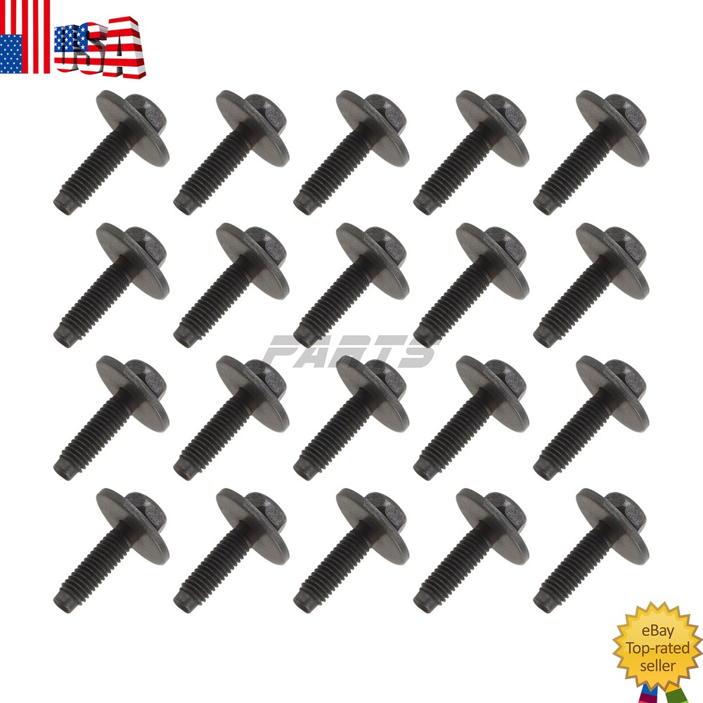 M6-1.0 x 20mm Flanged Hex Head Bolts Flange Screws Black Oxide Finish – 20Pcs