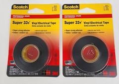 2 Scotch Super 33 Plus Vinyl Plastic Electrical Tape Black 3M 3/4″ x 37.5′ 7mil