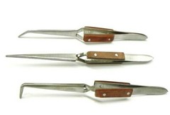 Fiber Grip Cross Lock Tweezers Self Closing 6″ Set – Curved + 90° + Straight Tip