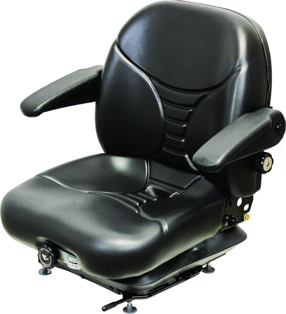 Milsco Black Vinyl V5300 Seat and Suspension with 11.25″ x 11″ Mounting W/ Arms