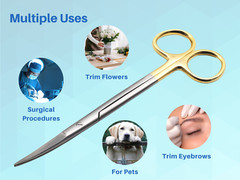 Scissors Surgical 5″ Curved Gold Plated Handle Tungsten Carbide ARTMAN
