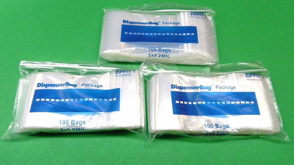 300 Zippit 3×5 Reloc 2mil Clear Bags Reclosable 3″ x 5″ – Squeeze Seal 300 Bags