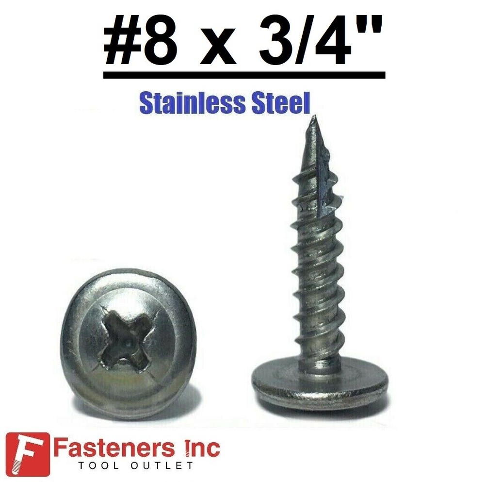 #8 x 3/4″ Stainless Steel Phillips Modified Truss Head Lath K-Lath Screws Sharp