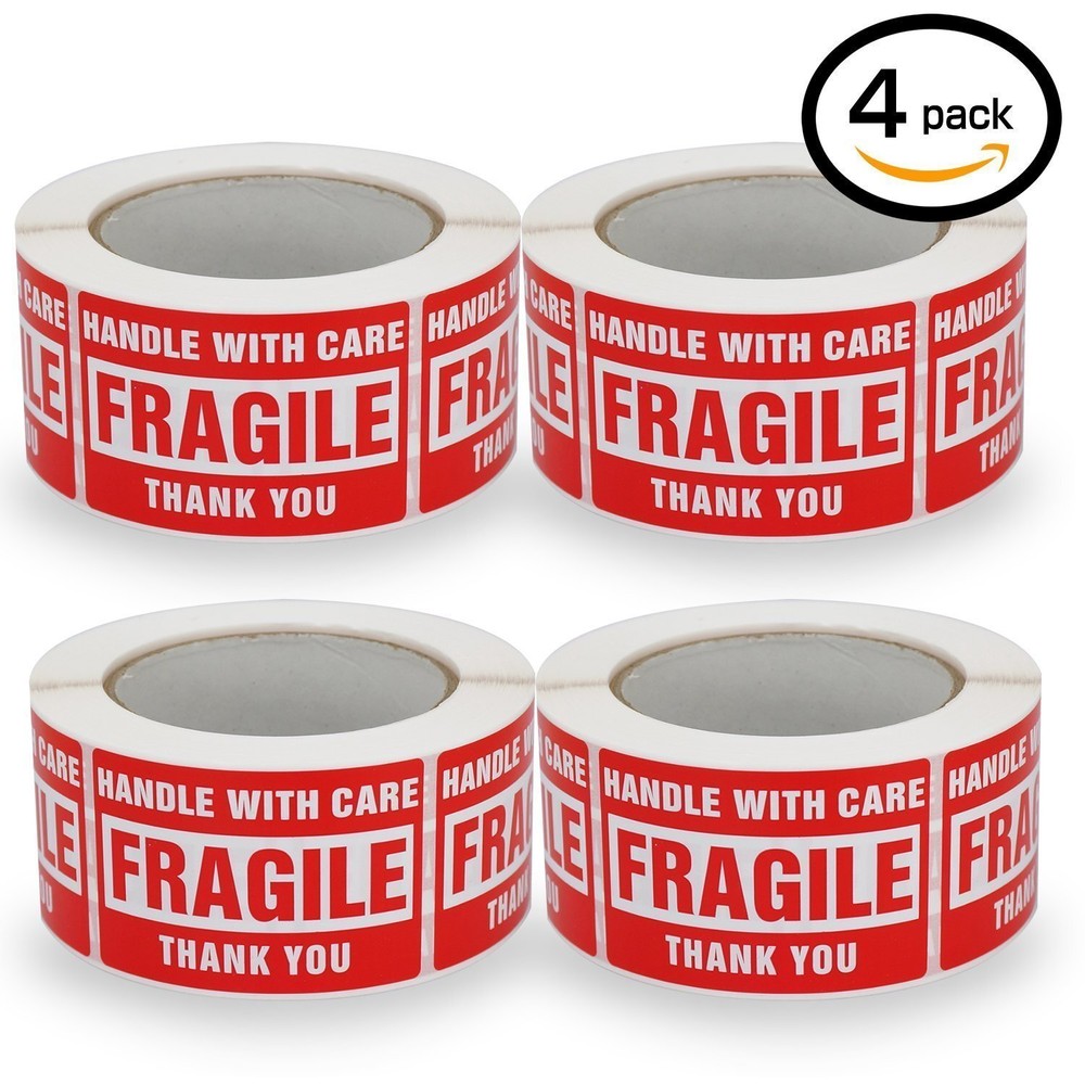 4 Rolls 500/Roll 3 x 5 Fragile Stickers Handle With Care Shipping Mailing Labels