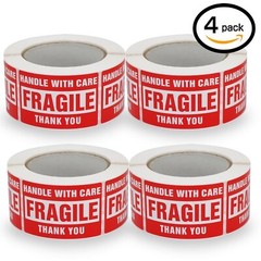 4 Rolls 500/Roll 3 x 5 Fragile Stickers Handle With Care Shipping Mailing Labels