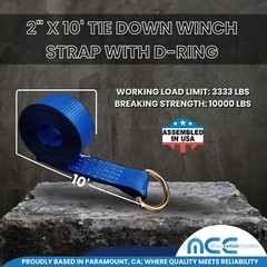 USA 2″ x 10′ Winch Lasso Strap D Ring Tow Truck Trailer Wheel-Lift Tire Harness