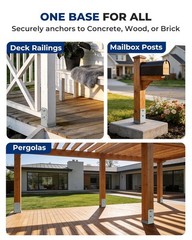 10 Pack 6×6 Post Base Brackets Wood Post Fence Post Anchor Galvanized Steel US
