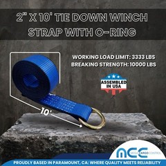 USA 2″ x 10′ Winch Lasso Strap O Ring Tow Truck Trailer Wheel-Lift Tire Harness