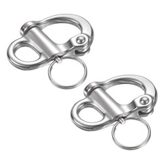 2Pcs 2″ Quick Release Shackle 316 Stainless Steel Fixed Bail Snap Shackle