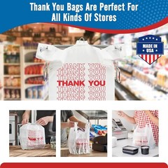 1000 Thank You T-Shirt Bags 12″ x 6.5″ x 21″, Plastic Grocery Shopping Bags
