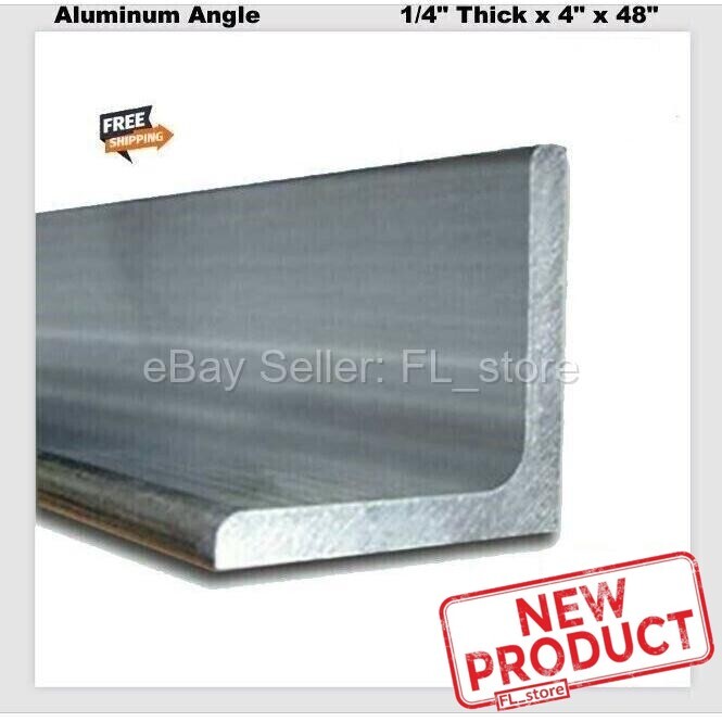 Aluminum Angle 1/4″ x 4″ x 4″ x 4 Feet Length Unpolished Alloy 6061 90° Stock