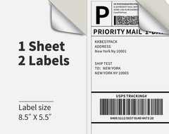 1000 Value 8.5″ X 5.5″ Half Sheet Self Adhesive Shipping Labels 2 Per Sheet