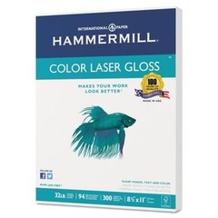 Hammermill Color Laser Gloss Paper, 94 Brightness, 32lb, 8-1/2 x 11, White, 300