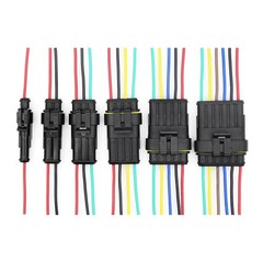 1-6 Pin Waterproof Male/Female Connectors Attached Wire Cable Colors Plug Sealed