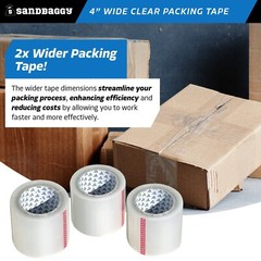 Sandbaggy 4″ Wide Clear Packing Tape Rolls (110 yards) – Poly Shipping Tape