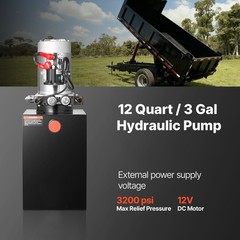 Uimoso 12 Quart Double Acting Hydraulic Pump Dump Trailer Power Unit DC 12V