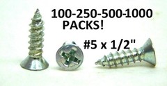 100-250-500-1000! #5 x 1/2″ Flat Head Phillips Wood Screws Steel Zinc Plated HF