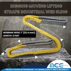 1″ x 3 /6 / 9ft 2 Ply Polyester Flat Eye Lifting Sling Strap Web Sling 3100 lbs