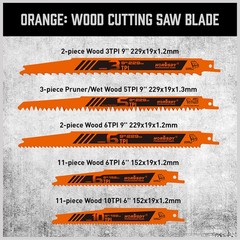 34 PC Reciprocating Saw Blade Set Metal Woodcutting Pruning With Organizer Pouch