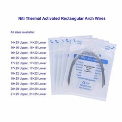 50×Dental Orthodontic Niti Thermal Activated Rectangular Arch Wires 14×25 Upper