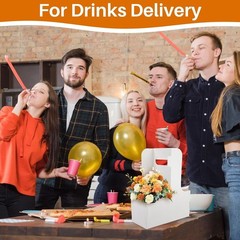 2 Cup Drink Carrier with Handle – 12Pcs Disposable Paper Cardboard Coffee Cup