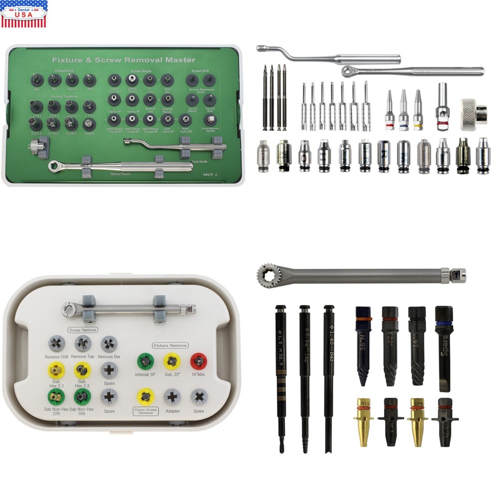 Implant Fixture & Fractured Screw Removal Kit Drill Bar Tap MCT FSRK-02 HeaNeam