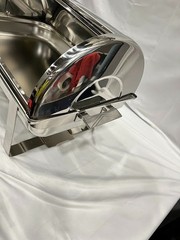 Choice Deluxe 8 Qt. Full Size Chrome Accent Roll Top Chafer