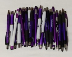 30ct Mixed Lot Misprint Retractable Click Pens w/Stylus: PURPLE/ VIOLET/LAVENDER