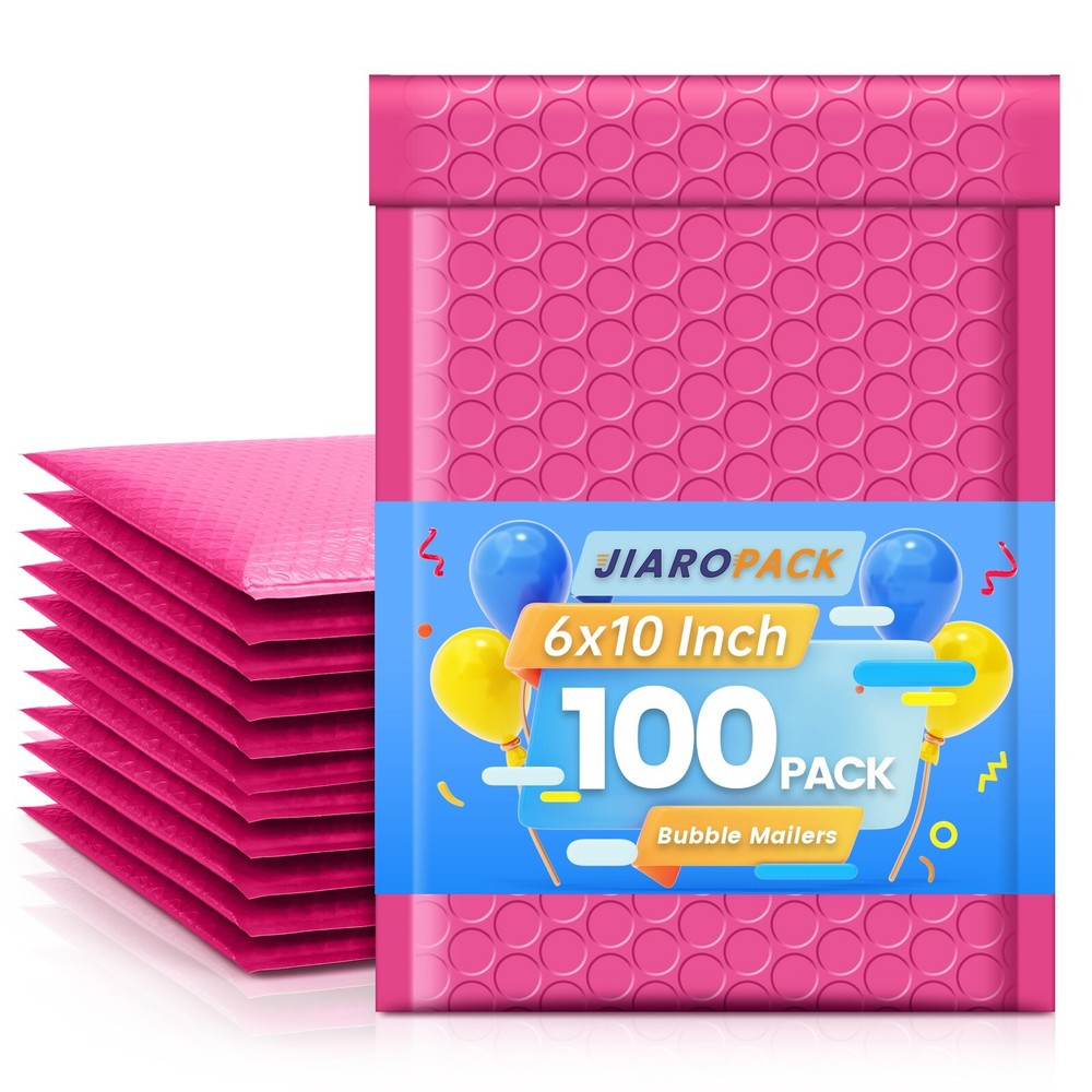 100 Pack Poly Bubble Mailer Padded Envelope Mailing Bags 6×10″ 6×9″ #0 Hot Pink