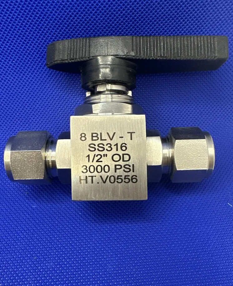Stainless Steel Tubing Ball Valve 1/2” Tube Compression 3000 PSI Double Ferrel